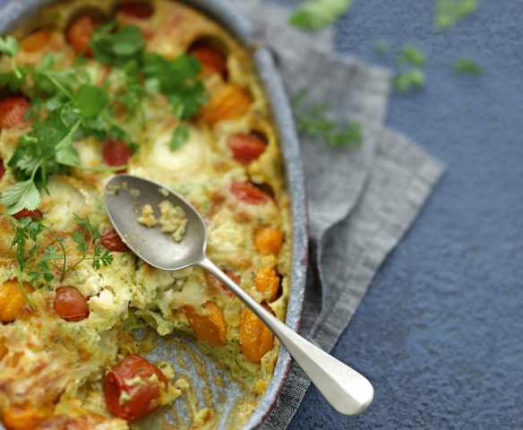 Clafoutis aux tomates cerise et au chèvre