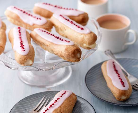 Raspberry and Vanilla Éclairs