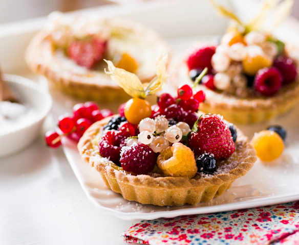 Tartelette aux fruits, vanille et lait de coco