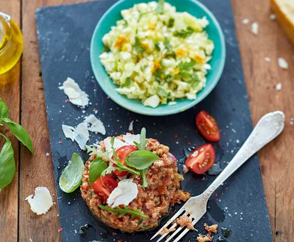 Tartare de veau à l'italienne, salade de fenouil