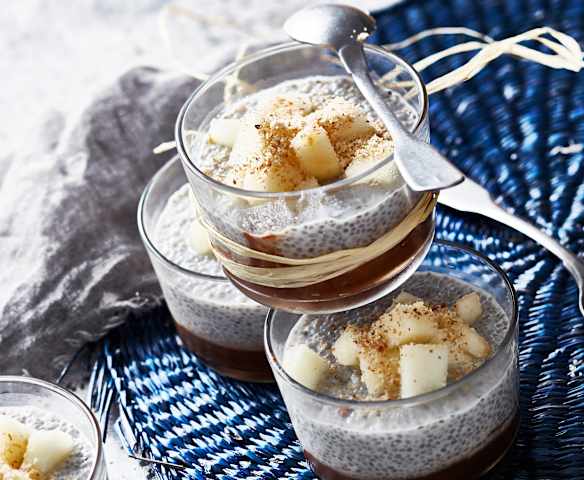 Pudding aux graines de chia et crème au cacao