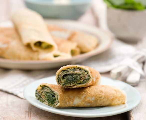 Naleśniki z kaszy pęczak ze szpinakiem