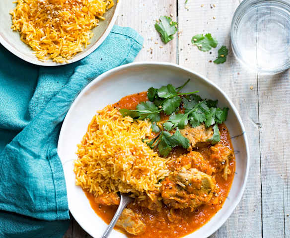 Curry de porc au lait de coco et riz basmati