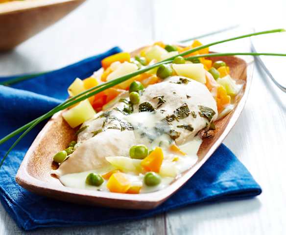 Filets de poulet et leur jardinière de légumes