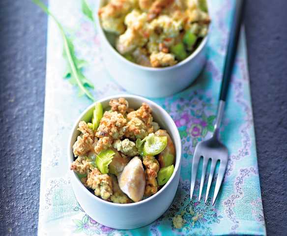 Crumble de poulet au poireau