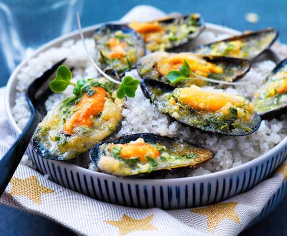 Moules farcies au beurre d'ail