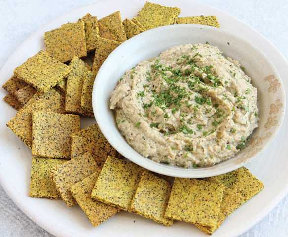 Babaganoush con crackers de semillas