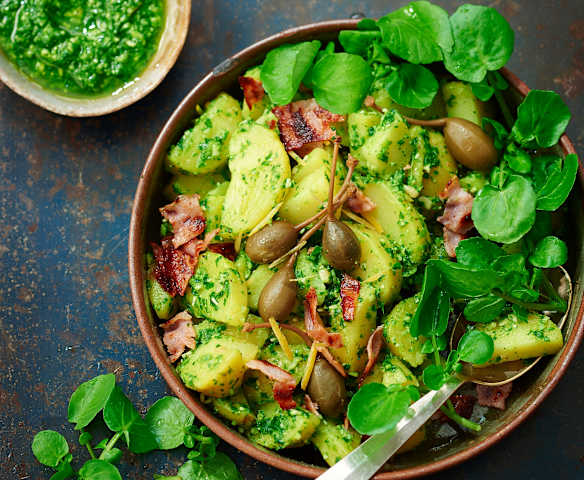 Salade de pommes de terre, pesto de cresson