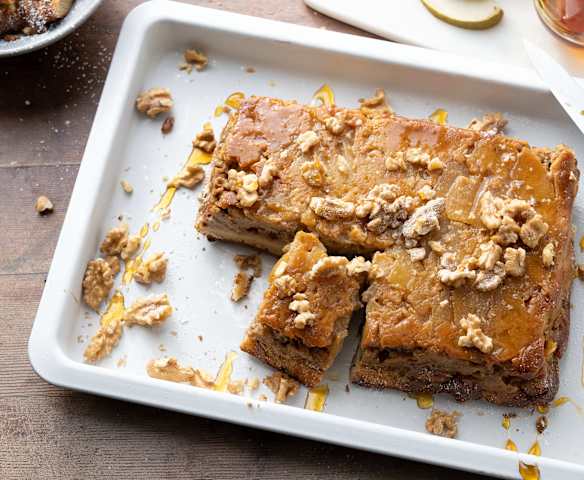 Baked Milk Bread with Pears and Walnut Crumble