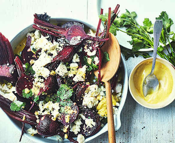 Menu light - Petites betteraves vapeur, sauce citron-moutarde