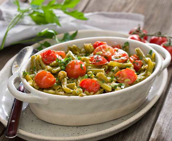 Judías verdes salteadas con tomates cherry