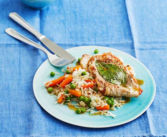 Gemüsereis mit gefüllten Schnitzelchen Gemüsereis mit gefüllten Schnitzelchen