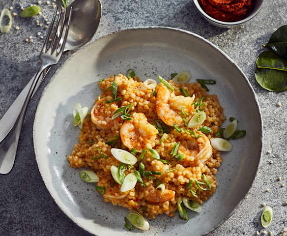 Graupen-Risotto mit Garnelen Graupen-Risotto mit Garnelen