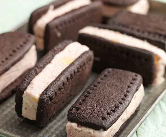 Nectarine and Raspberry Ice Cream Sandwiches