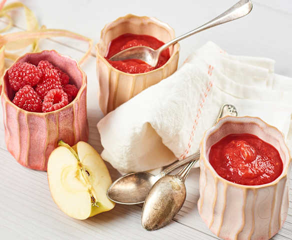 Compote rhubarbe-pomme-framboise