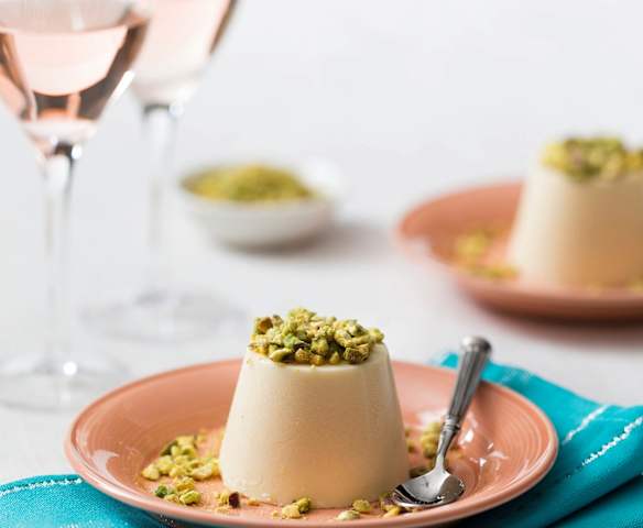 Moscato panna cotta with pistachios