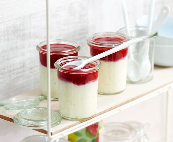 Riz au lait au coulis de framboises Riz au lait au coulis de framboises