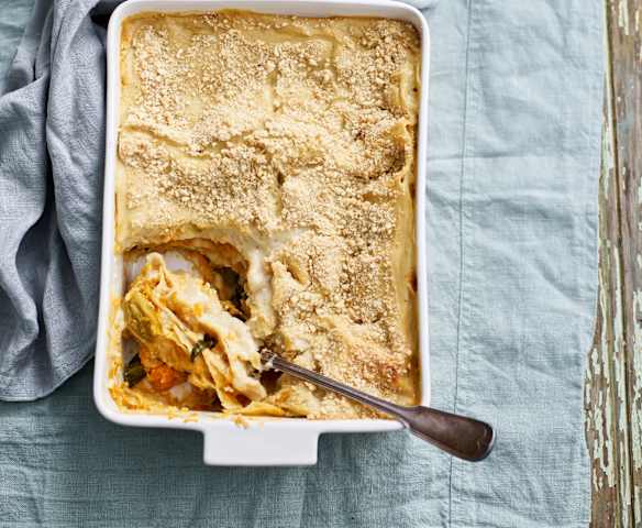 Lasanha de abóbora e couve