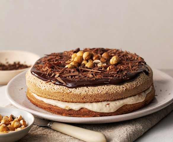 Hazelnut Meringue with Banana and Toffee Filling