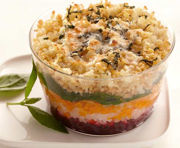 Gemüse-Schicht-Auflauf mit Bulgur