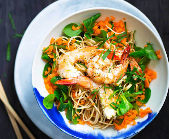 Bobun crevettes à l'ail et au citron