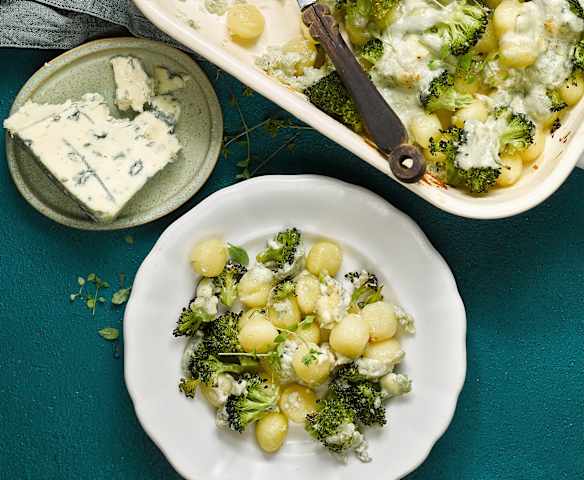 Zapečené gnocchi s brokolicí a sýrem s modrou plísní