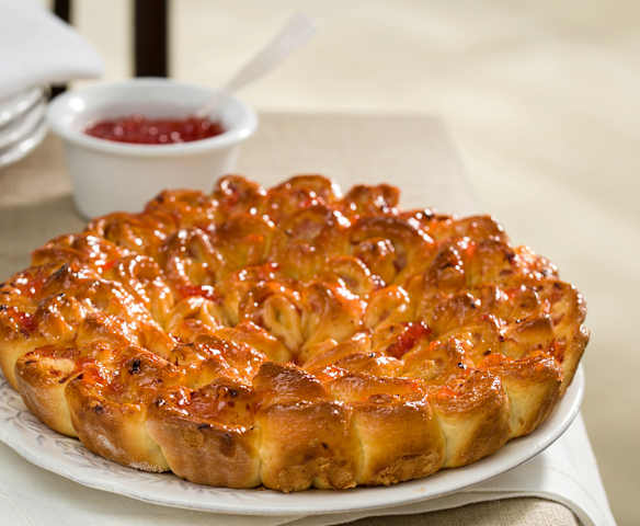 Girasol de brioche con jamón y queso