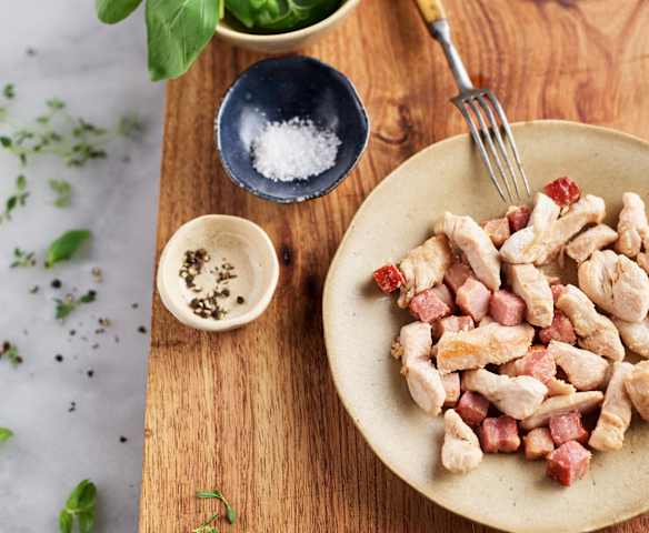 Sautéed Bacon with Chicken Strips