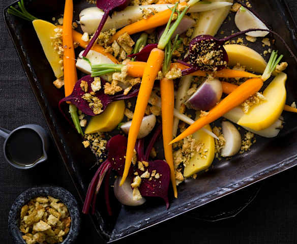 Root vegetables with hazelnut pangrattato Root vegetables with hazelnut pangrattato