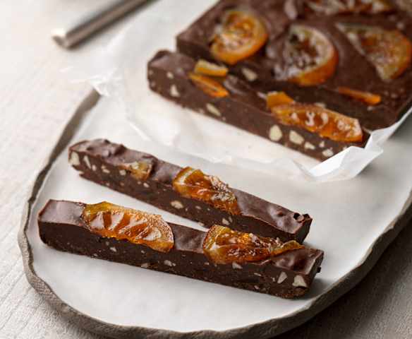 Candied Orange and Almond Chocolate Slice