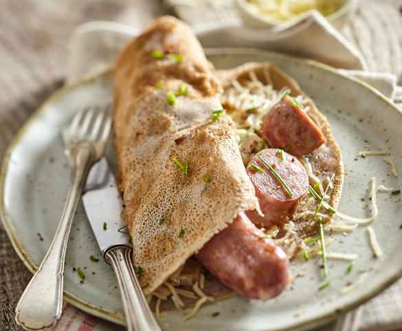Galette saucisse fromage