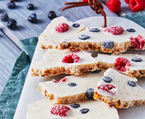 Barks de yogur congeladas