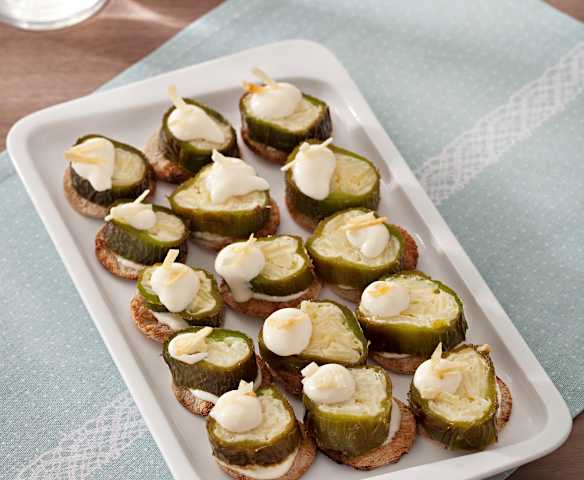Crostini with Stuffed Anaheim Peppers and Mayonnaise