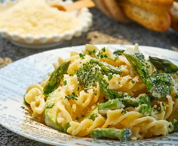 Pasta con verduras verdes