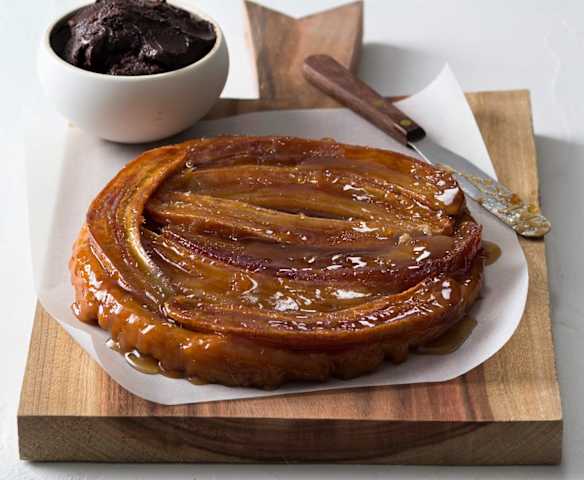Banana tart tartin with chocolate sorbet