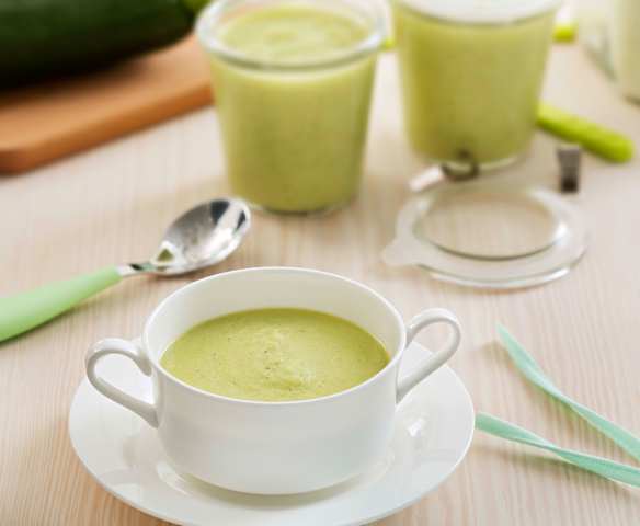 Puré de arroz y calabacín con pavo