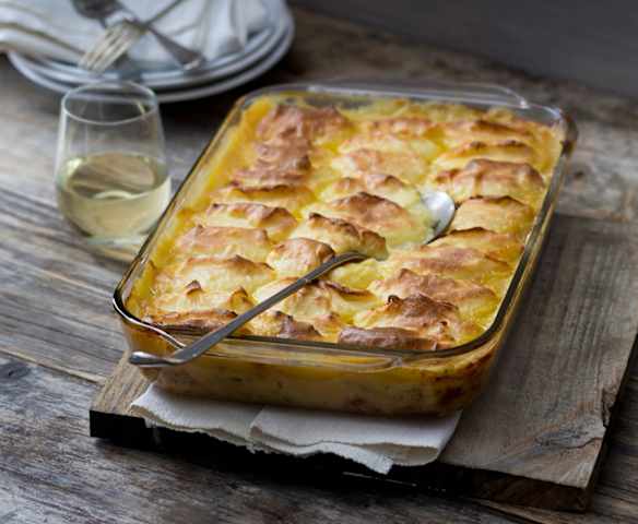 Fish pie with mashed potato topping