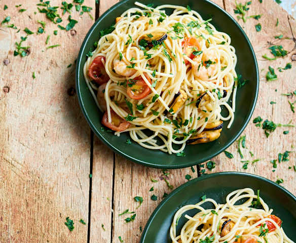 Esparguete de frutos do mar