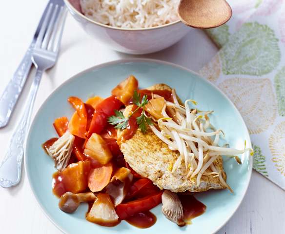 Putenschnitzel süß-sauer