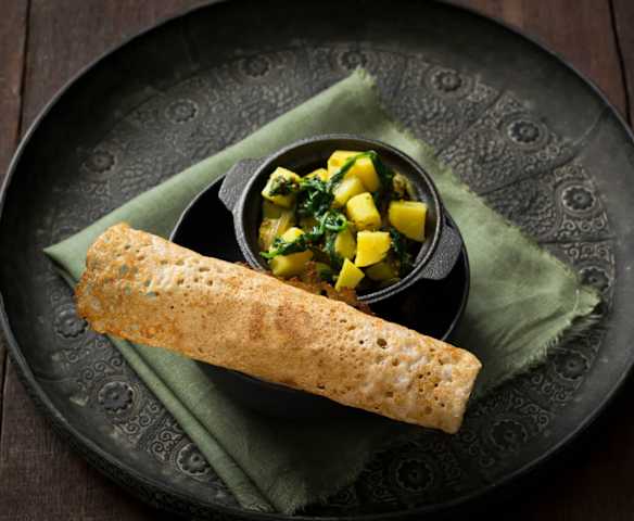 Dosa with spiced potato filling Dosa with spiced potato filling