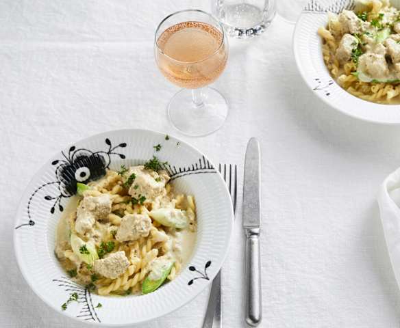 Senfgulasch mit Porree