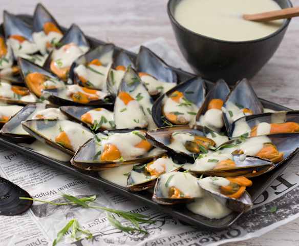 Mejillones con salsa de puerro y mostaza Mejillones con salsa de puerro y mostaza
