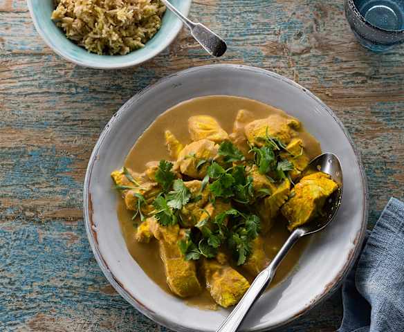 Goan fish and tamarind curry with coconut rice