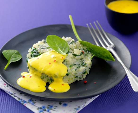 Risotto aux épinards et crème au safran Risotto aux épinards et crème au safran