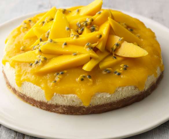 Cheesecake mangue, fruit de la Passion et citron vert