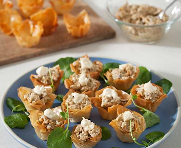 Tartaletas crujientes de marisco