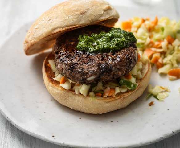 Bean Burgers with Pistou and Slaw