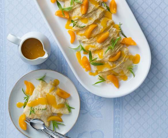 Gluten free coconut crêpes with apricot sauce Gluten free coconut crêpes with apricot sauce