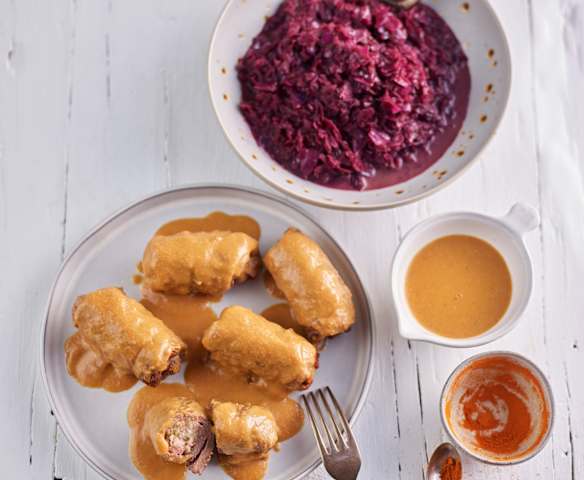 Beef Roulades with Gherkins and Red Cabbage