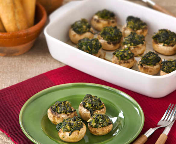 Champiñones rellenos de espinaca